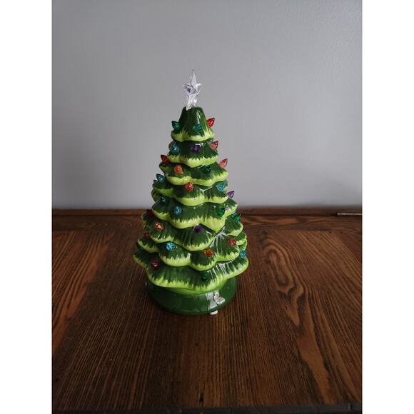 Christmas Is Forever Ceramic Green Light Up Christmas Tree (7.5 In/Multicolor) - Picture 3 of 5